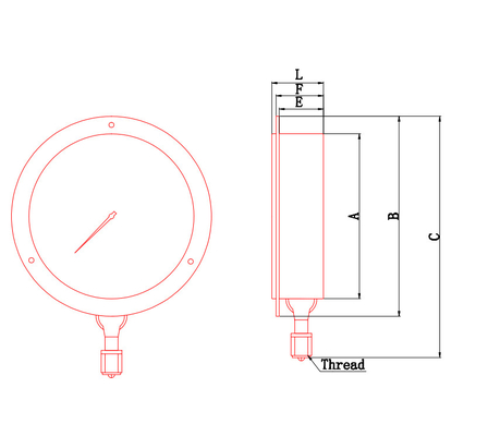 0 ao silicone à prova de choque enchido líquido de aço inoxidável do calibre de pressão 1600Bar encheu Pressur